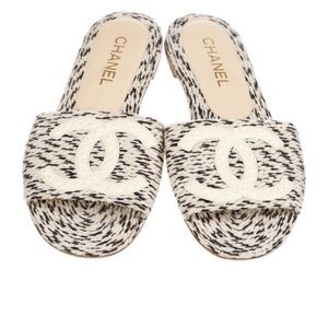 Chanel Tweed Slide Sandals
